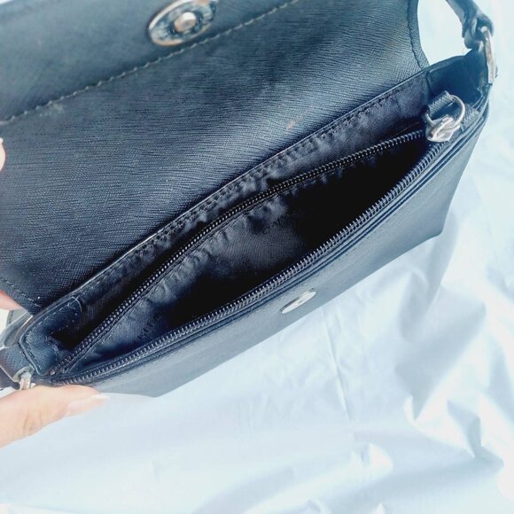 Calvin Klein Flap Signature Crossbody Bag Adjustable Strap Black - Picture 10 of 11